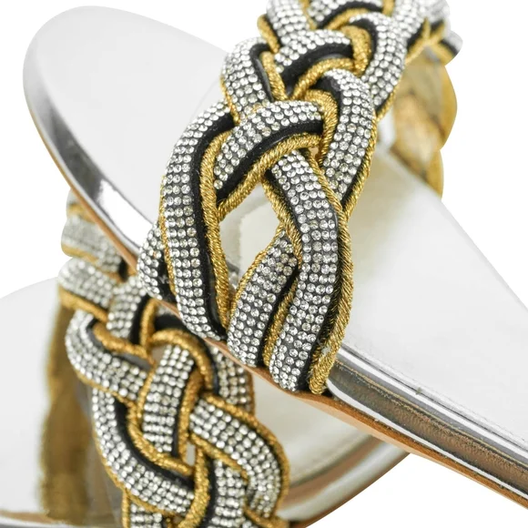 Elegant Silver and Gold Women's Sandals